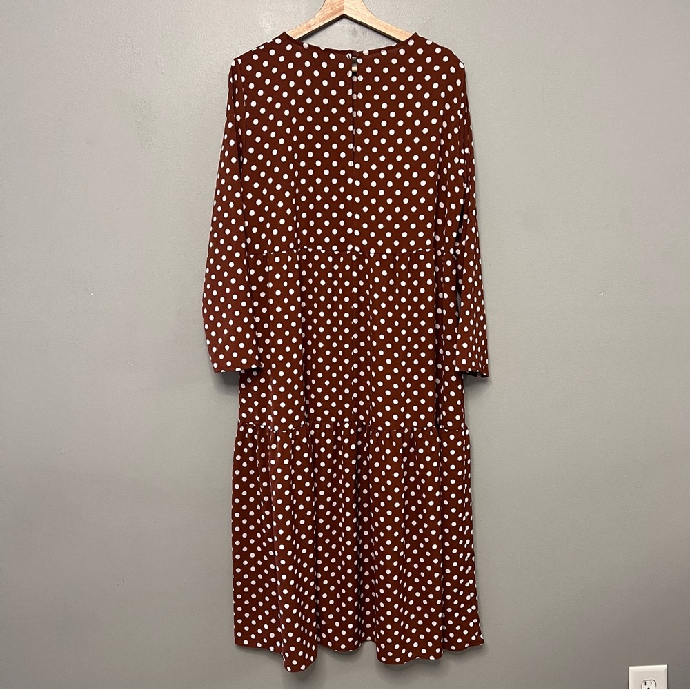 ASOS Women’s Long Sleeve Maxi Tiered Smock Polka Dot Midi Dress Size - Picture 4 of 8